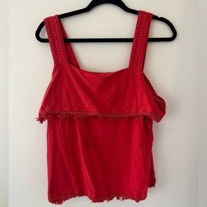 J. Crew red tank with fringe detailing